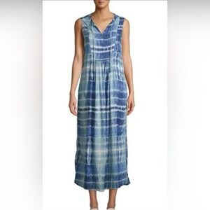 Beachlunchlounge Collection Tie Dye Maxi Dress Blue White Viscose Beach Cover SP
